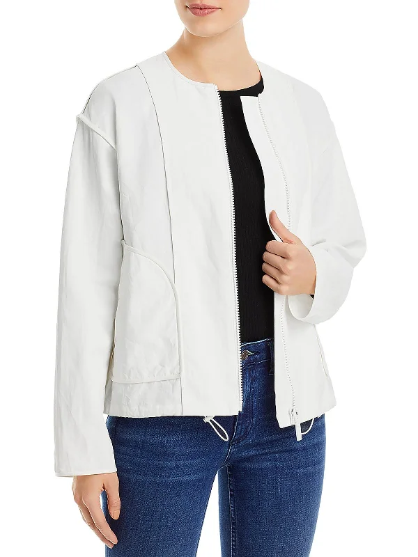 Ethnic Cultural Event Wear Womens Linen Short Bomber Jacket