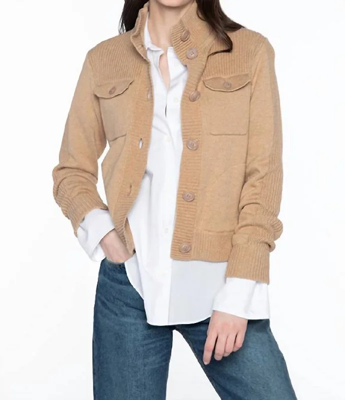 Versatile Style Wardrobe Cargo Cardigan In Camel