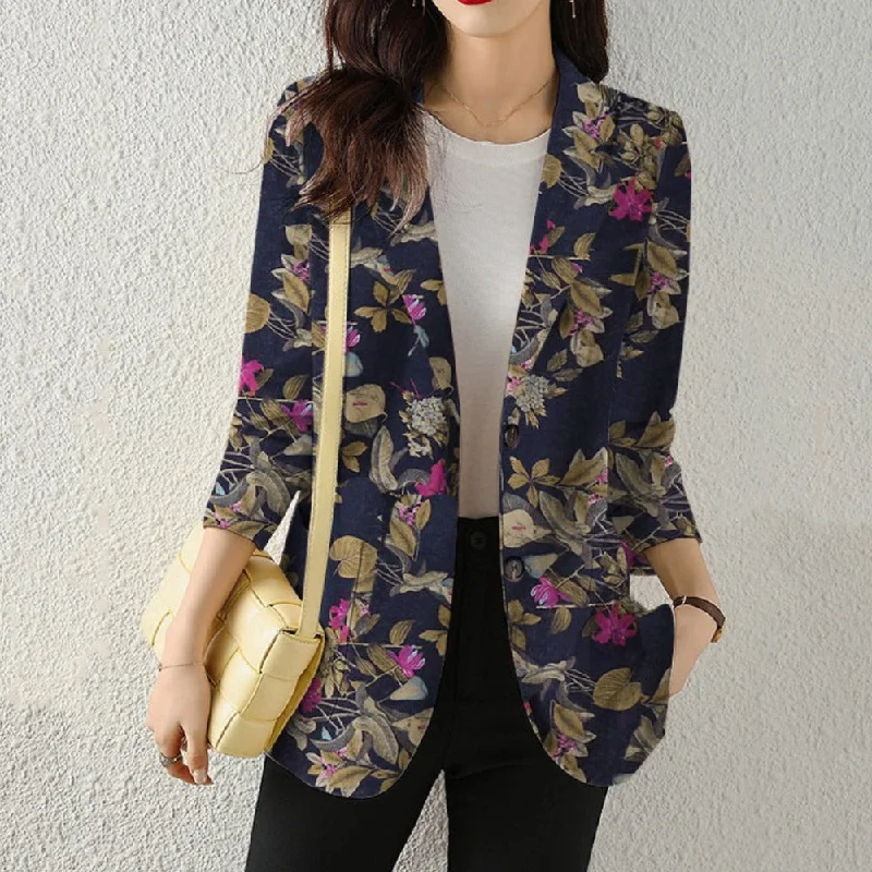 Trendsetter's Closet Womens Long Sleeve  Dual Buttons Floral Blazer