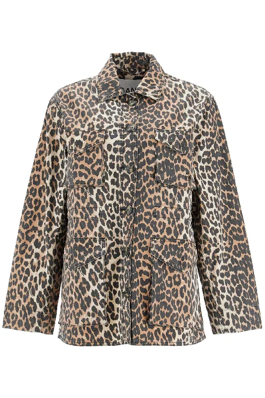 Hot Picks Ganni Women's Leopard Print Canvas Overshirt