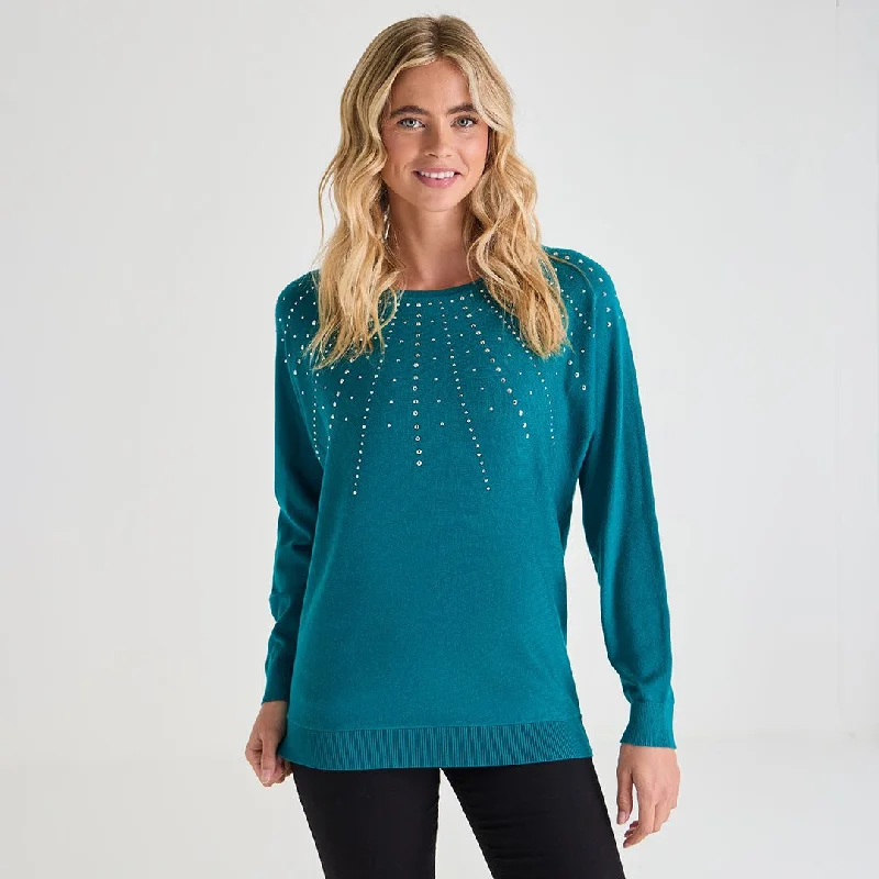 Athleisure Wear Special Offer Ladies Beaded Batwing Jumper