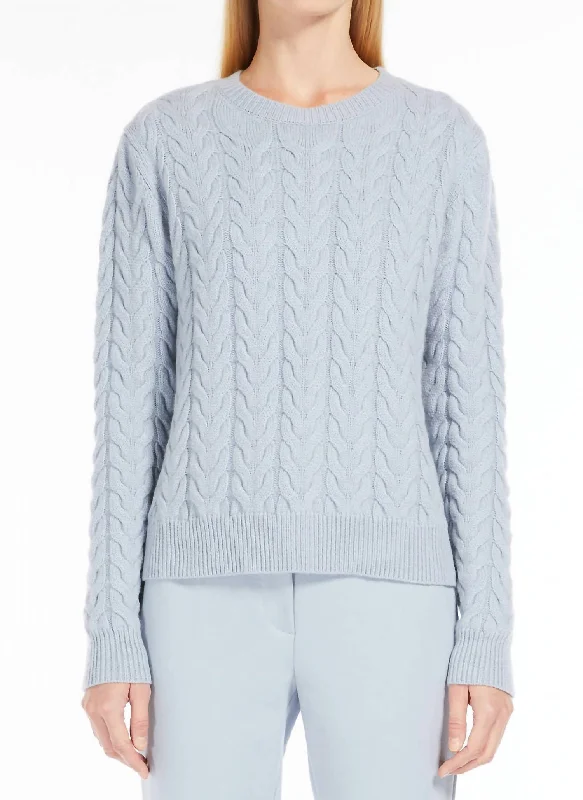 Unleash Your Trendy Side Odessa Cable Cashmere Sweater In Light Blue