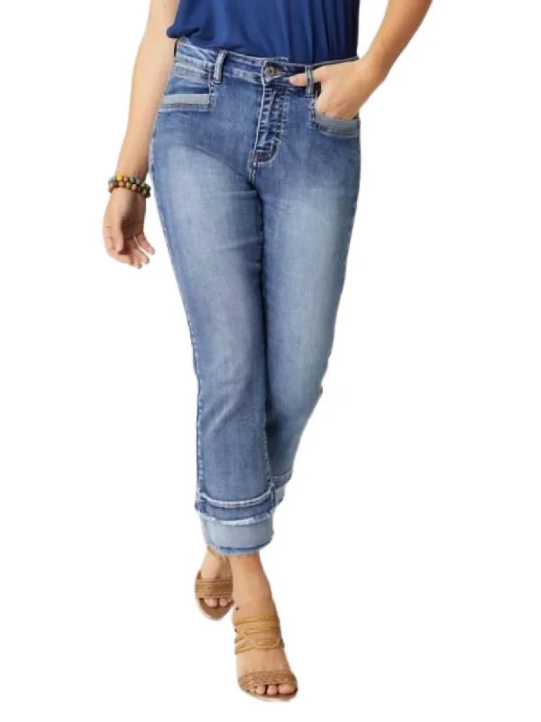 Chic Trends For The Fashion Savvy Everstretch Boyfriend Capri Pant In Medium Denim