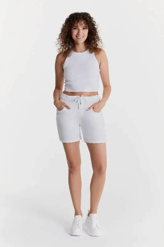 Catch Every Fashion Trend Anna Mid Waist Jogger Shorts White