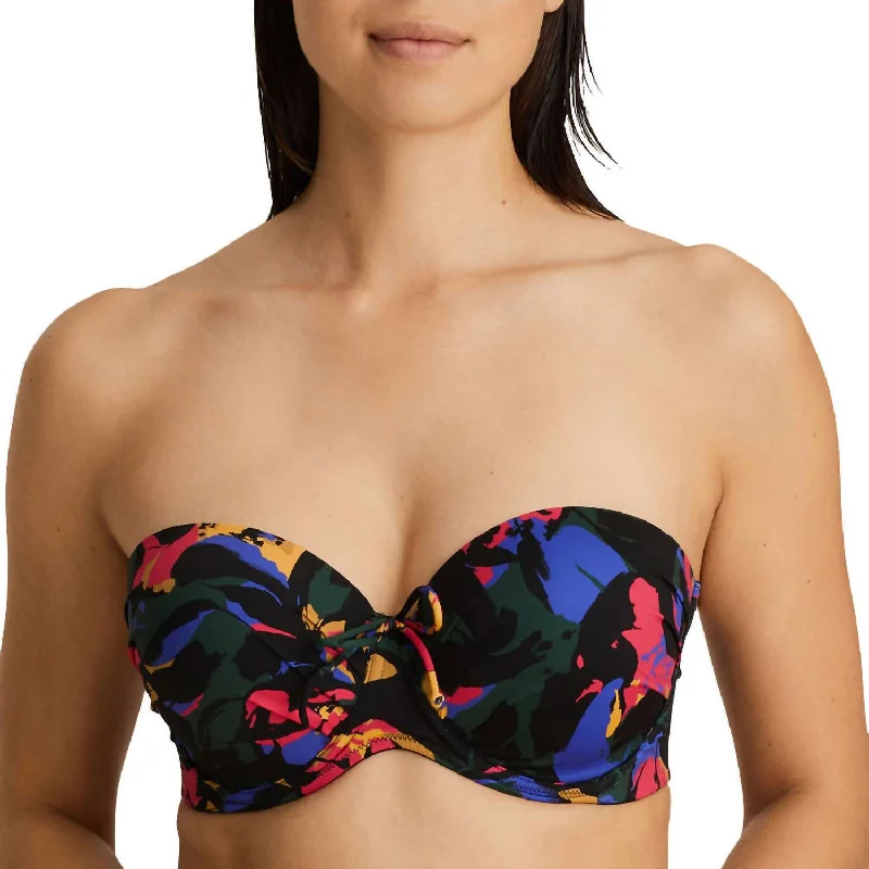 Elegant Style Oasis Strapless Padded Top In Black Cactus