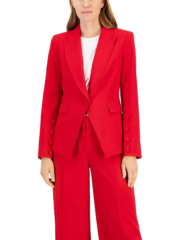 Limited Styles Womens Crepe Point Lapel One-Button Blazer