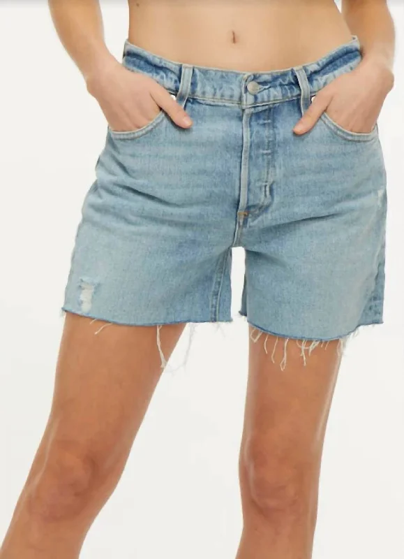 Great Prices On Feminine Styles Raw Hem Denim Short In Blue