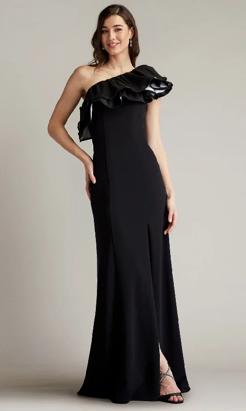 Romantic Detailing Tadashi Shoji CY24383LX - Roni One-Shoulder Ruffle Taffeta Sheath Gown