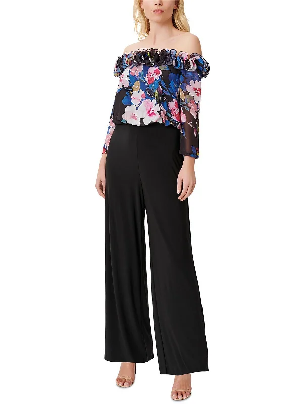 Unbeatable Prices Womens Ruffled Floral Print Jumpsuit