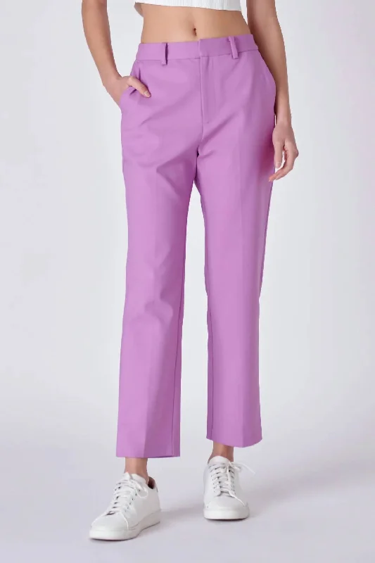 Catch Every Fashion Trend Slim Cigarette Trousers In Lilac