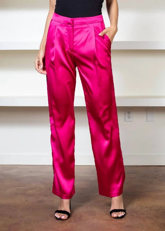 Chic Trends Unveiled Flat Front Pant In Fuschia