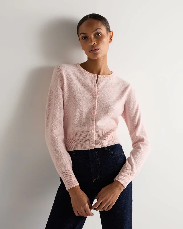 Travel Essentials Women's Ivy Cropped Cashmere Cardigan Blossom Pink