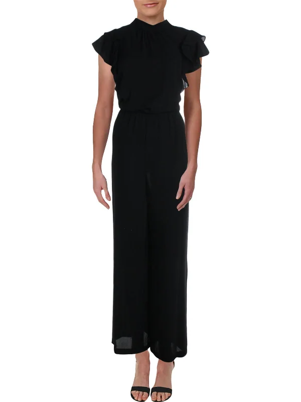 Special Offer Wild Thing Womens Tie Neck Flutter Sleeve Jumpsuit