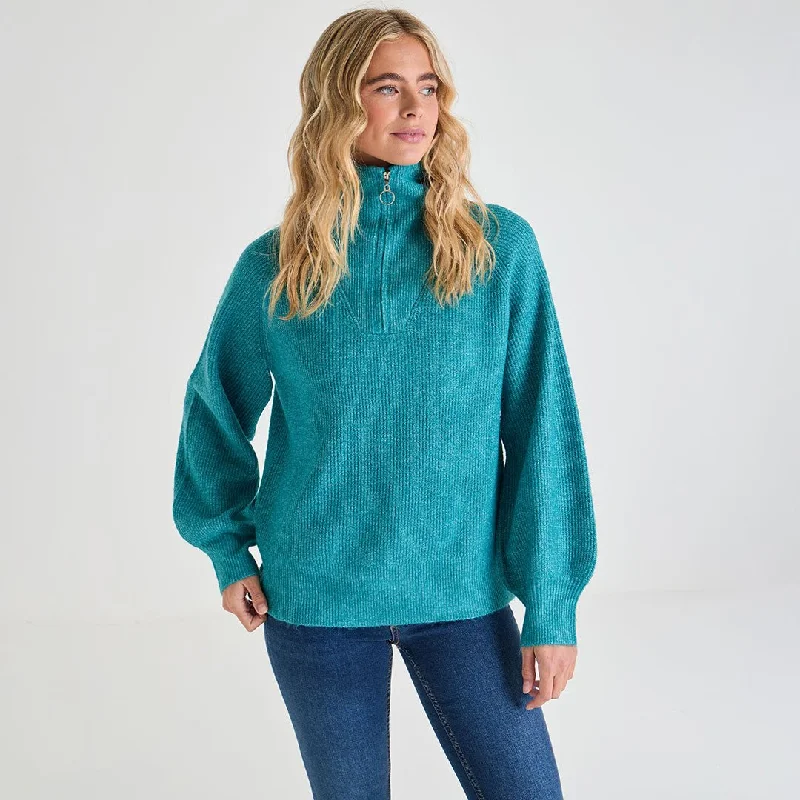 Versatile Style Wardrobe Ladies 1/4 Zip Jumper