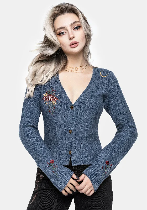 Unbeatable Prices Selenia Moth Embroidered Cable Twist Knit Cardigan