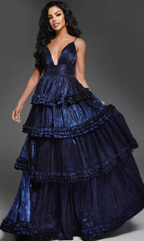 Chic And Edgy Jovani 38296 - Sleeveless Tiered Skirt Prom Gown