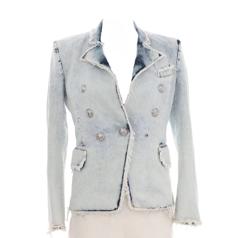 Huge Markdowns Women's Fringed Double Breasted Jacket Denim