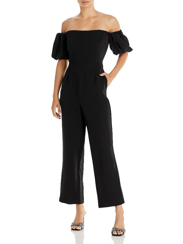 Quality Wear Womens Square Neck Puff Sleeve Jumpsuit