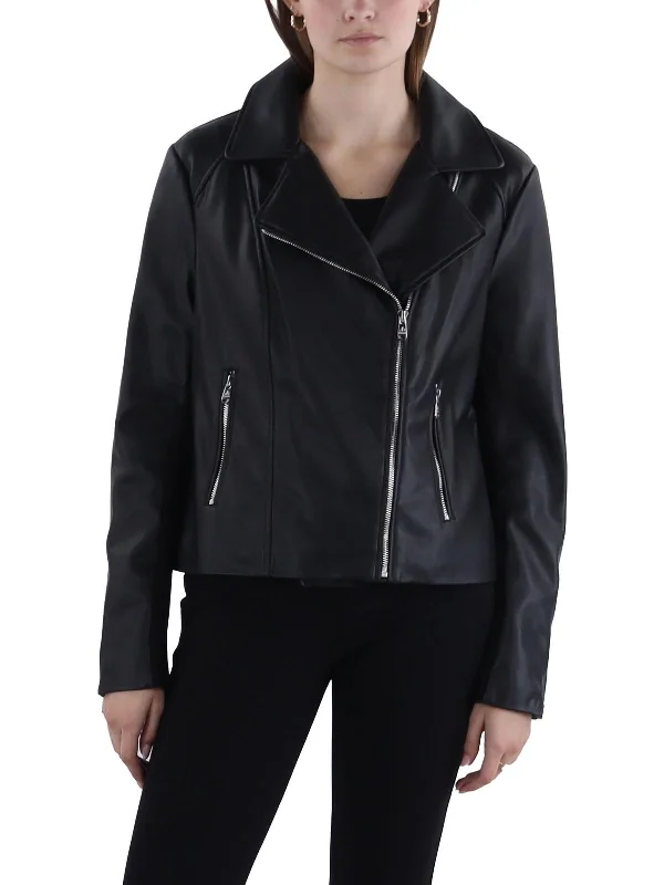 Chic And Comfortable Womens Faux Leather Short Motorcycle Jacket