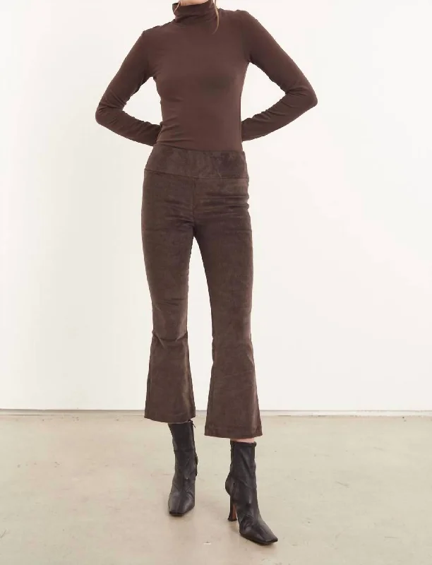 Fresh Styles, Fresh Deals Crop Flare Corduroy Pants In Chocolate