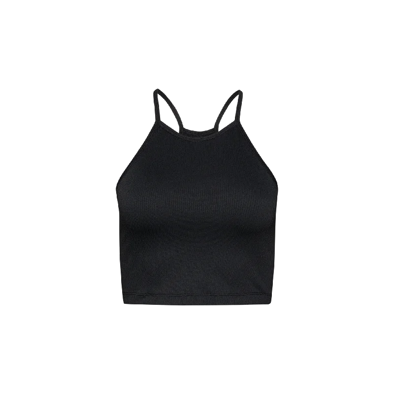 Innovate Your Wardrobe Women's Ribbed Halter Crop Tank