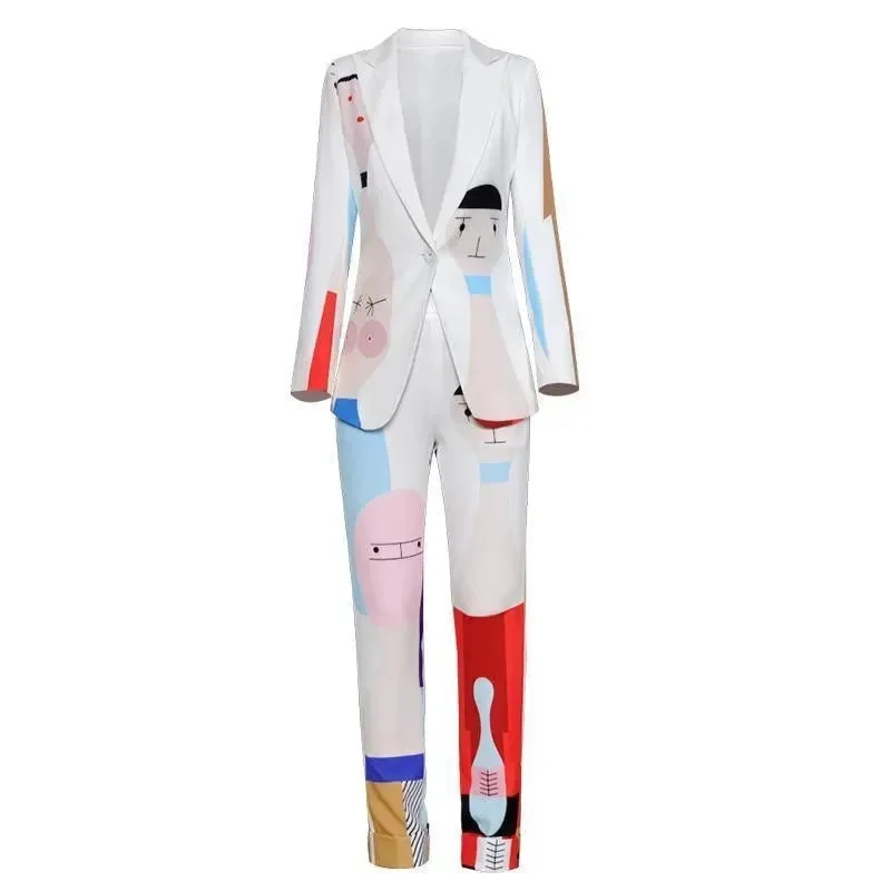 Casual Chic Cartoon Print Women Pantsuit