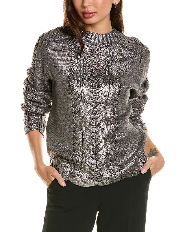 Trendy Women's Wear Collection Alberta Ferretti Foiled Wool Sweater