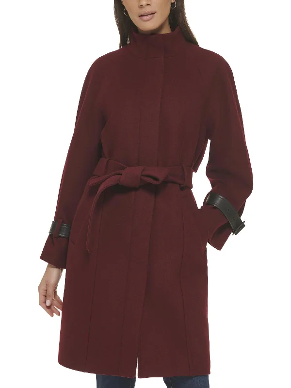 Glamorous Evening Wear Womens Wool Blend Belted Wool Coat