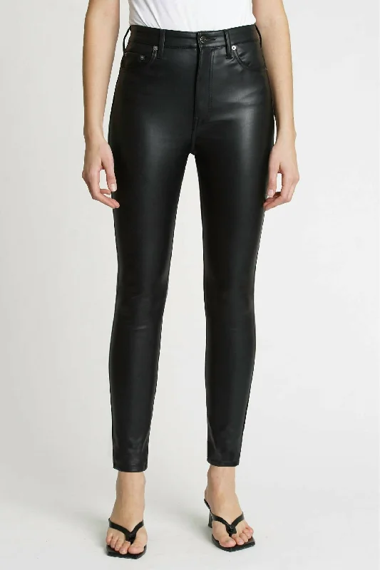 Feminine Flow Aline Highrise Pants In Slate Black