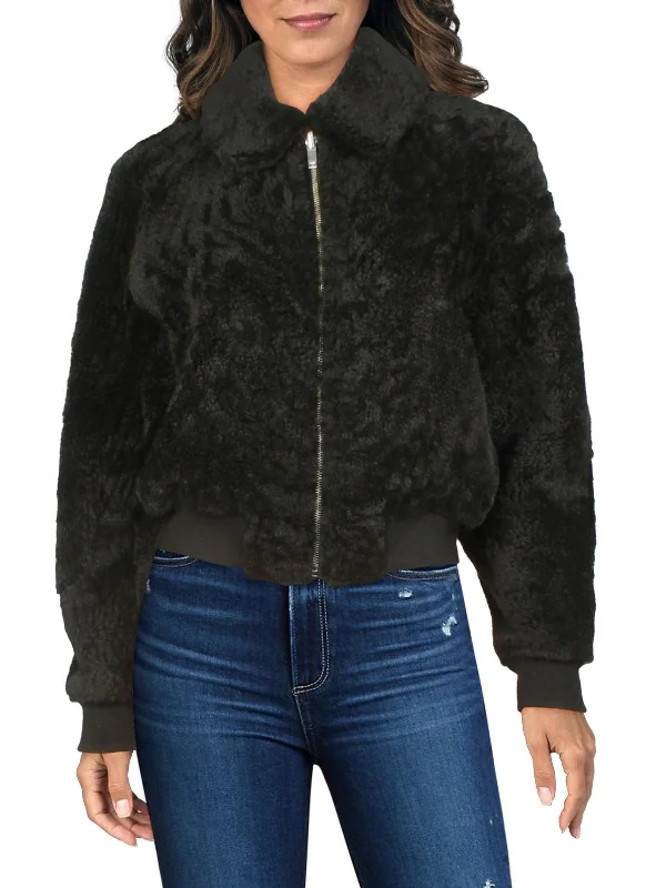 Feminine Grace Dolman Womens Leather Shearling Bomber Jacket