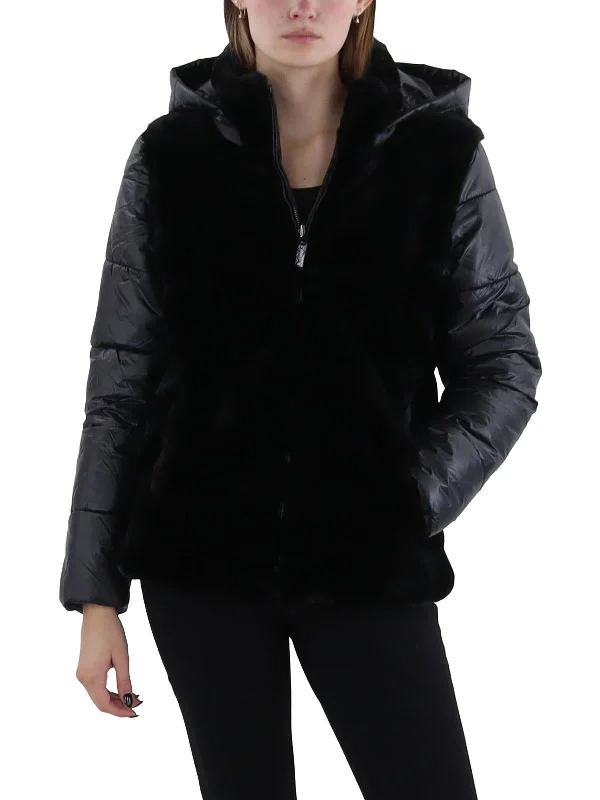 Hot Trends Womens Faux Fur Puffer Faux Fur Coat