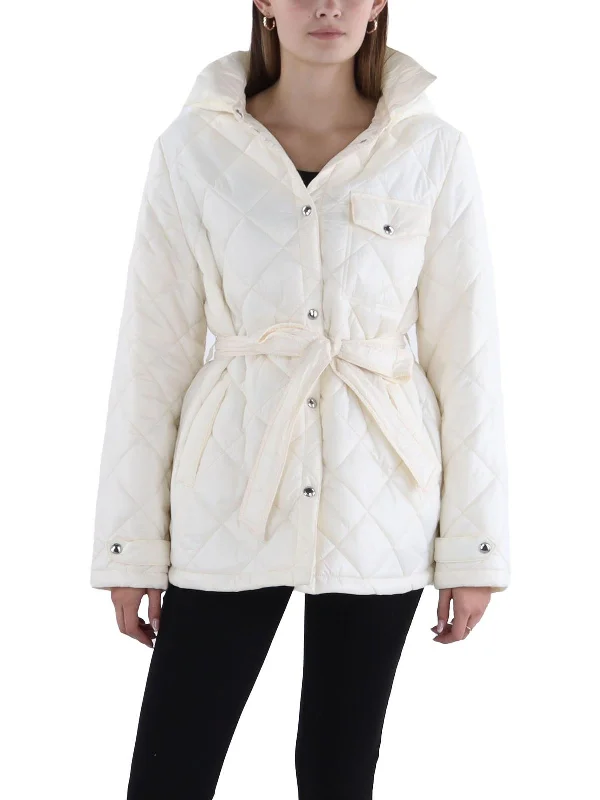 High End Fashion Womens Quilted Hooded Puffer Jacket