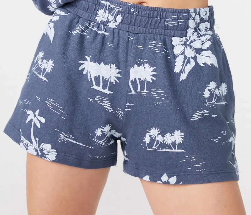 Boho - Chic Festival - Ready Style "new" Hawaiian Vintage Ex Boyfriend Shorts In Blue Steel