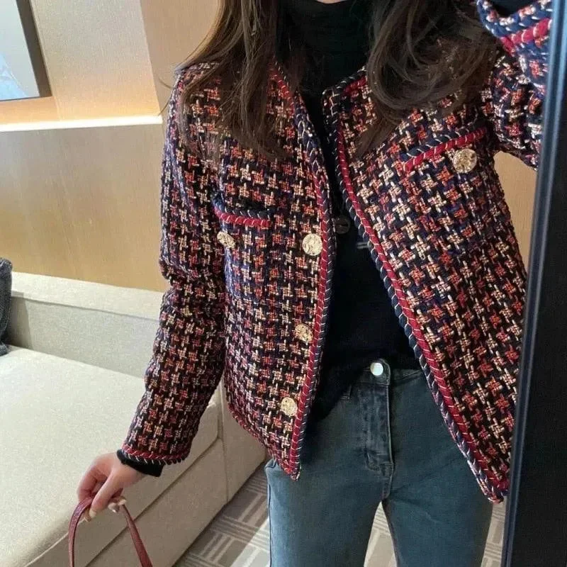 Premium Quality Garments Weave Plaid Tweed Jacket Women