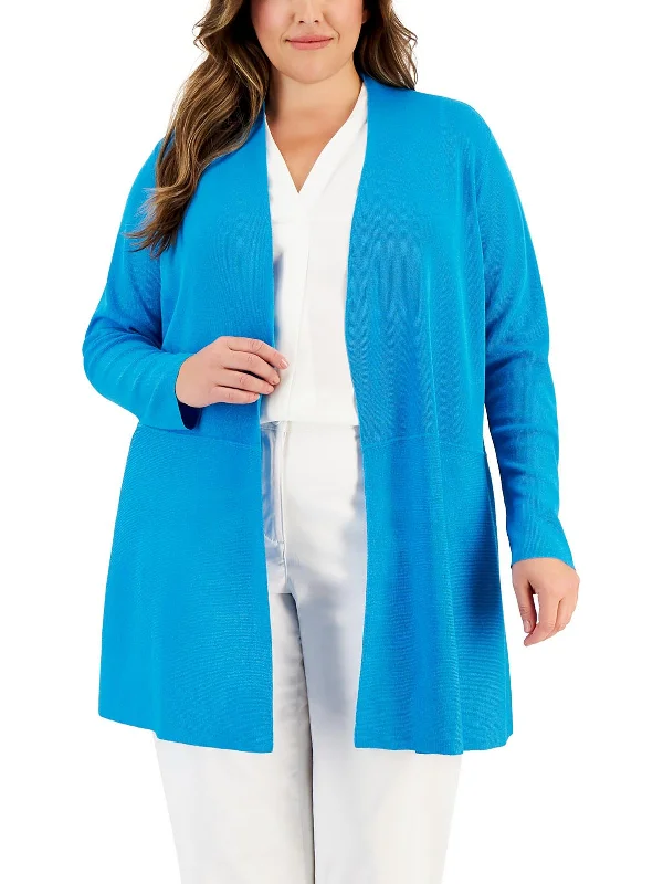 Subtle Sophistication Plus Womens Solid Cardigan Sweater