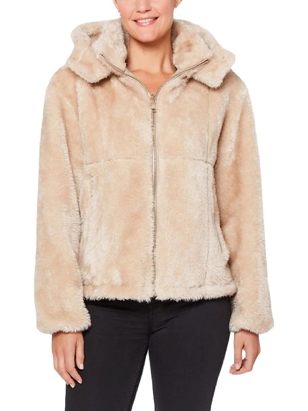 Evening Elegance Womens Lightweight Reversible Faux Fur Coat