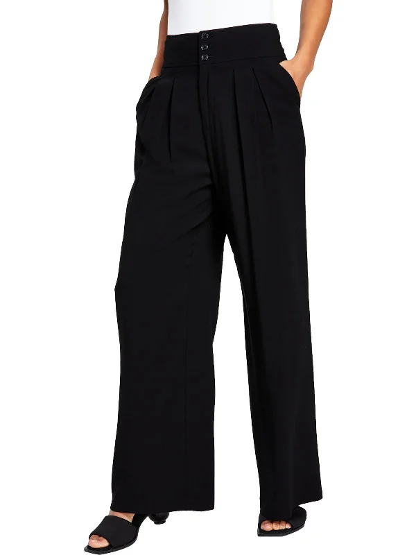 Trendy New Clothes Petites Womens Pleated Rayon Wide Leg Pants