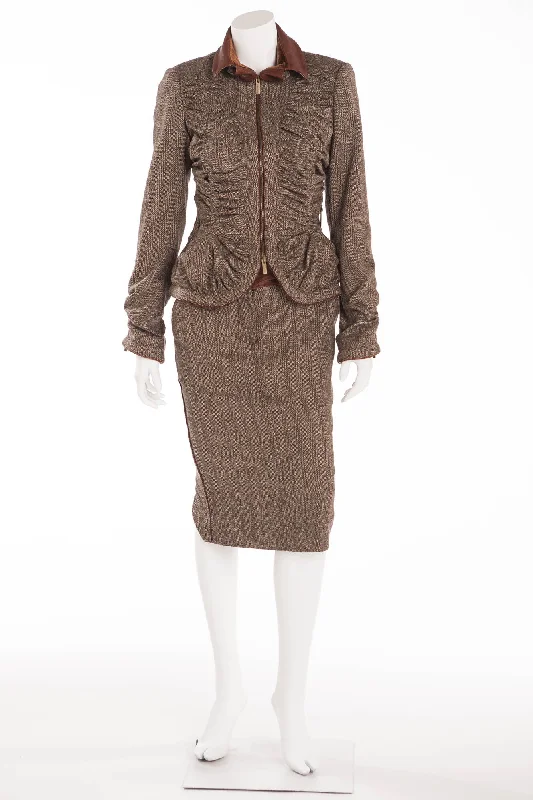 Luxury Fashion Roberto Cavalli - 2PC Tweed Blazer & Skirt -