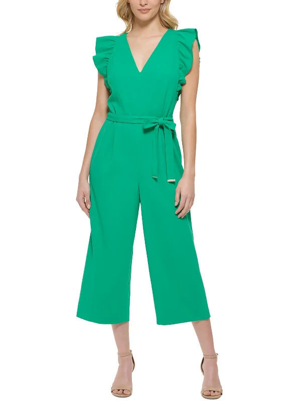 Trend Alert Petites Womens Crepe Jumpsuit