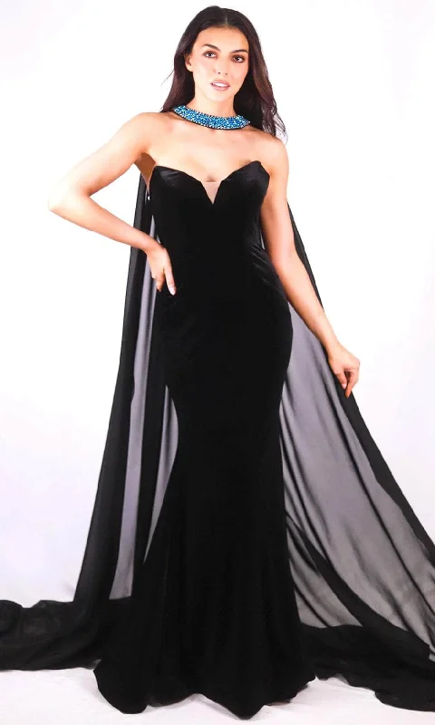 Feminine Flow Ava Presley 27713 - Mesh Cape Gown