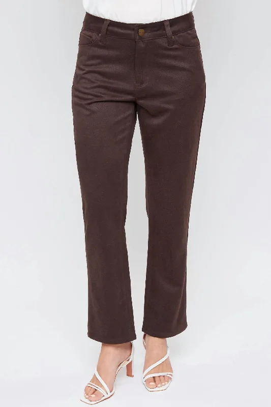 Limited Stock, Big Discounts Missy Sueded Twill Straight Leg Pant In Chocolate