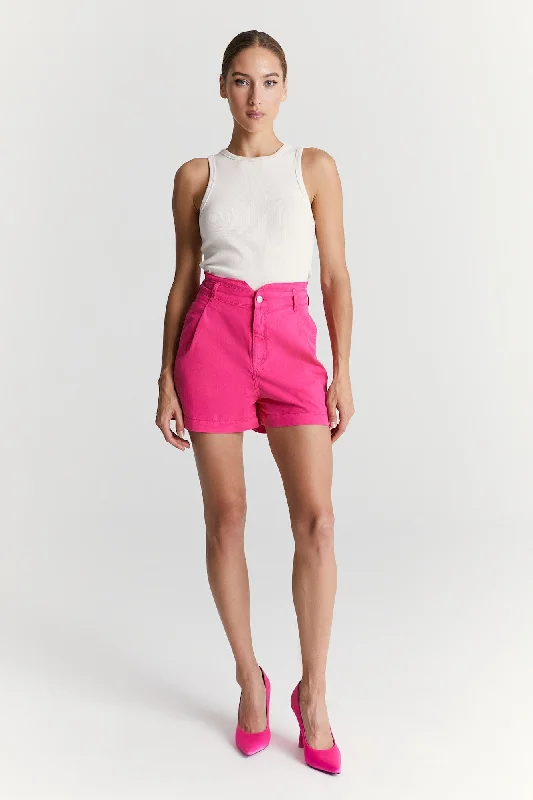 Stylish Statements Judy High Waist Paperbag Chino Shorts Pink