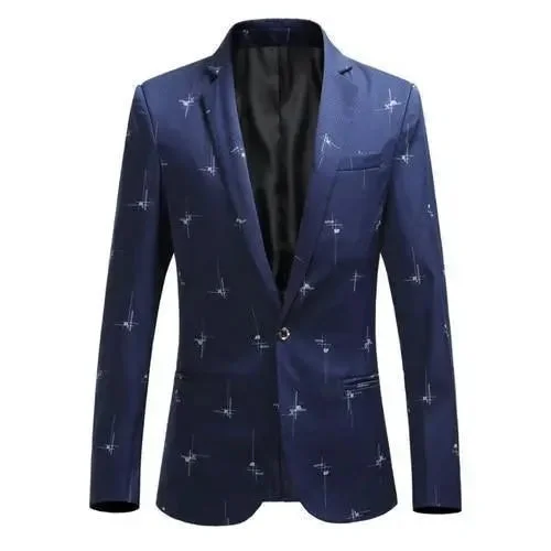 Romantic Date - Night Ensemble Men Blazer - Blazer With White Prints