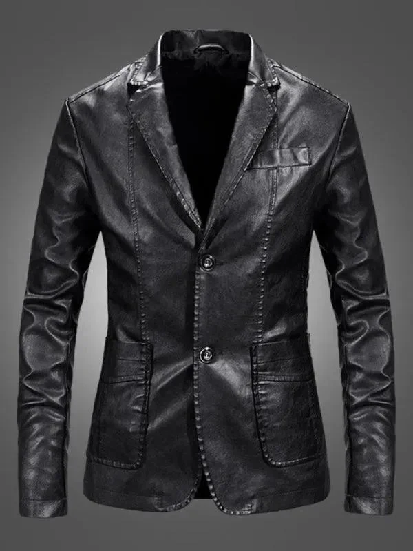 Eclectic Fashion Men Blazer - Casual Leather Slim Fit Blazer