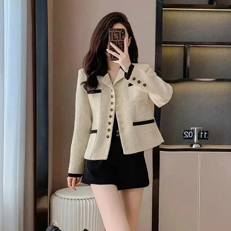 Innovate Your Wardrobe Chic Double Pocket Tweed Jacket Women