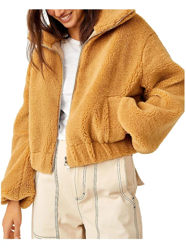 Current Trends Womens Faux Fur Long Sleeves Teddy Coat