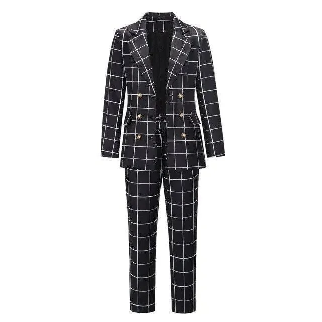 Elevate Your Wardrobe Formal Plaid Women Pantsuit