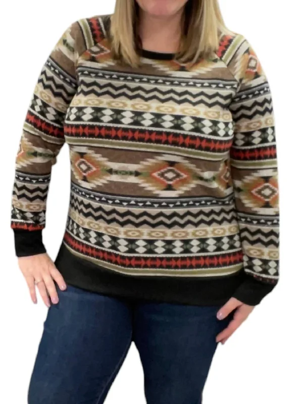 Chic And Trendy Aztec Weekender Sweater In Charcoal