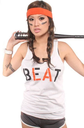 The Epitome Of Modern Women's Fashion Beat LA (Women's White/Orange Tank Top)