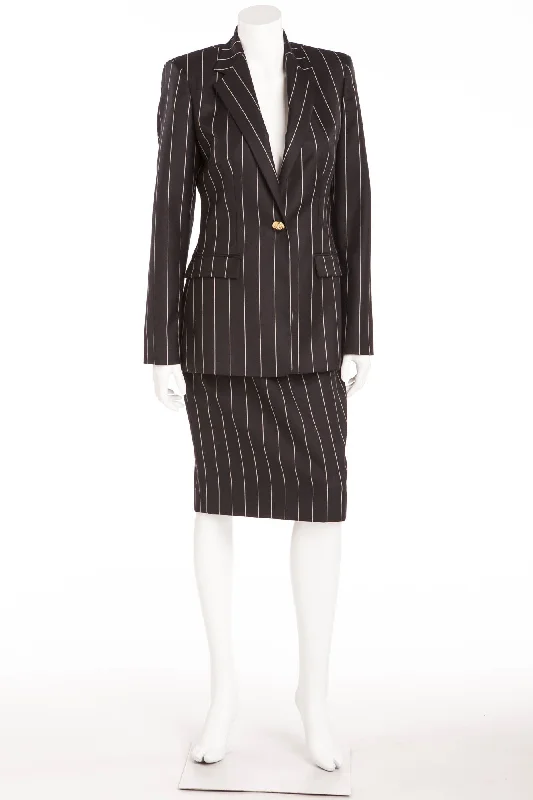 Sporty Streetwear Versace - 2PC Pinstripe Blazer and Pencil Skirt Suit